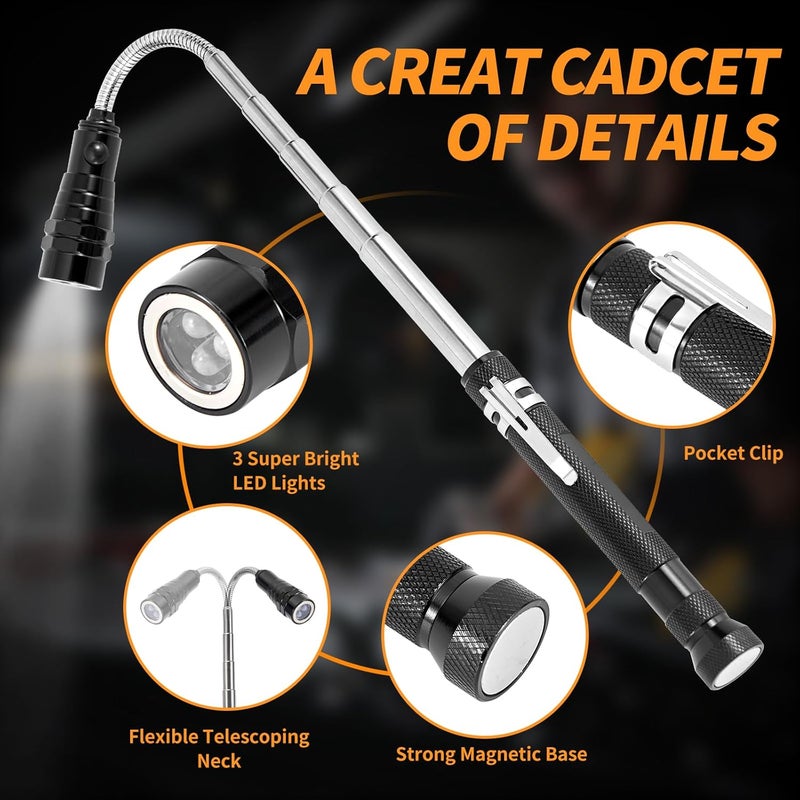 HARDK Cool Gadget Christmas Gifts Extendable Magnetic Pick up Tool Set of 3 - Telescoping Magnet Pickup Tool with LED Flashlight - Stocking Stuffers for Adults Men Dad Husband Father Mechanic Women - Image 3